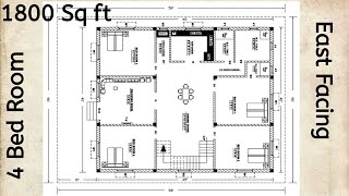 1800 sq ft 4 Bedrooms House Plans ll 45X40 Indian House Plan ll 1800 sqft House Design llSmall House [upl. by Aehsan]