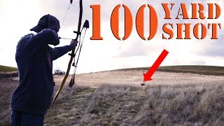 100 Yards Long Range shooting PRIMITIVE recurve bow [upl. by Habeh853]