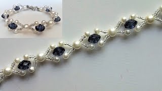 Beaded wedding jewelry pattern How to make an elegant bracelet necklace [upl. by Britteny612]