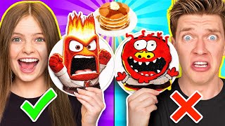 PANCAKE ART CHALLENGE ft Jordan Matter amp ZHC  How To Make Inside Out 2 vs Despicable Me Minion [upl. by Eeramit]