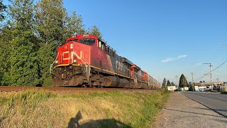 Trains BC 2023 CN Grain Train West  Maple Ridge Canada 18MAY23 ES44AC 2823 Leading [upl. by Eetnwahs]