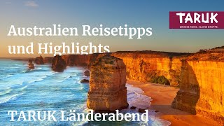 Australien Reisetipps amp Highlights unserer Australien Reise  TARUK Länderabend [upl. by Demha]