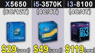 Xeon X5650 40GHz Vs i53570K 45GHz Vs i38100 36GHz  New Games Benchmarks [upl. by Enautna436]