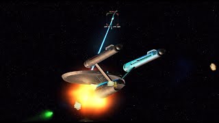 Star Trek Bridge Commander TOS Constitution vs Romulan Bird of Prey [upl. by Suk369]