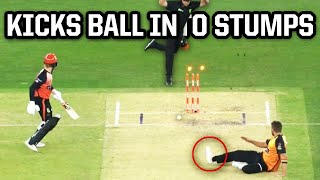 Scorchers bowler kicks the ball into the stumps a breakdown [upl. by Eillim]