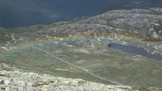 Rainbow seen from above Gaustatoppen Norway [upl. by Ydneh]