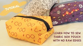 How to Sew Zipper Box Pouches with no Raw Edges Inside  DIY Fabric Box Makeup Stationary Pouches [upl. by Maisel220]