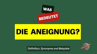 Was bedeutet die Aneignung  Definition Synonyme und Beispiele [upl. by Docia940]