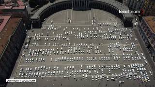 Taxi in Piazza Plebiscito le immagini dal drone [upl. by Oinota]