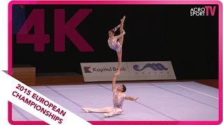 Velikova Zhekow  Bulgaria  Mixed pair  Senior balance final  European Championship 2015 [upl. by Spatola614]