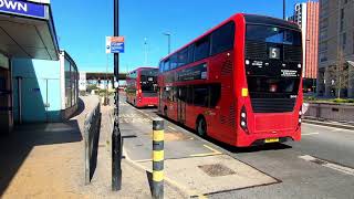 London BUS Ride 🇬🇧 Route 5  CANNING TOWN to ROMFORD MARKET via Plaistow East Ham Barking 🚌 [upl. by Lancey625]