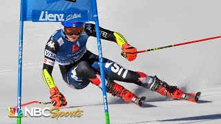 Mikaela Shiffrin holds on for World Cup giant slalom win in Lienz Austria  NBC Sports [upl. by Orips350]