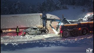 Massive Colorado Snow Storm  Cars and Trucks stuck and sliding on snowy I70  4k [upl. by Dolores]