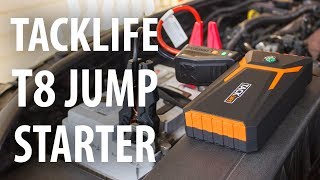 Review amp use Tacklife T8 jump starter  battery booster 500 A cranking [upl. by Nytram65]