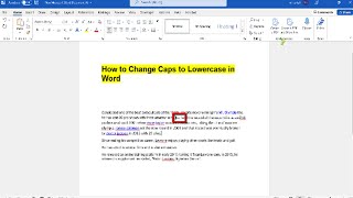 Change Caps to Lowercase in Microsoft Word [upl. by Inaffets]