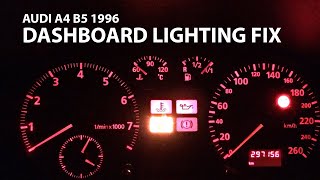 Audi A4 B5 1996 dashboard lighting fix  panel bulb replacement  Замена лампочек на панели приборов [upl. by Arvin]