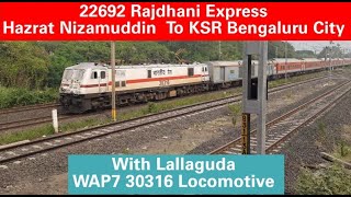 22692 KSR Bengaluru Rajdhani Express Going Towards KSR Bengaluru With WAP7 Loco rajdhaniexpress [upl. by Amlus]