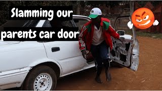 SLAMMING CAR DOOR PRANK ON PARENTSHILARIOUS [upl. by Enyahc751]