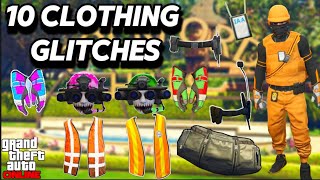 GTA 5 TOP 10 CLOTHING GLITCHES AFTER PATCH 168 COLORED HELMETS RACE GLOVES IAA BADGE AND MORE [upl. by Cord]