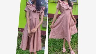 Girls Umbrella frill frock cutting and stitching [upl. by Nyleuqcaj240]