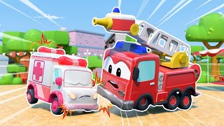 AMBULANCE CRASHES into FIRE TRUCKEmergency Vehicles for KidsCar repair [upl. by Liban625]