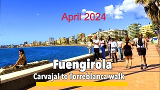 Fuengirola🇪🇸its April 2024 and a great day for a walk to Torreblanca on Fuengirola promenade✨🏖️ [upl. by Tnias]