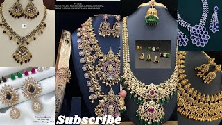 Changeable stone EarringsHaram collectionsMatt Necklace Bridal CollectionsHipbeltsVankiEarrings [upl. by Anehsat]