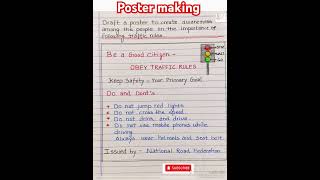 Poster making class 11 l poster making format l poster making on following traffic rules [upl. by Antebi]