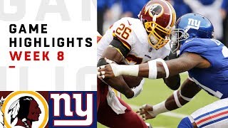 Redskins vs Giants Week 8 Highlights  NFL 2018 [upl. by O'Donovan]