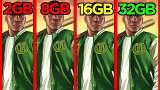 GTA V TESTE DE MEMORIA RAM EM 2024 GTA V 2GB RAM VS 4GB RAM VS 8GB RAM VS 16GB RAM VS 32GB RAM [upl. by Filippo]