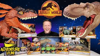 Jurassic World Dominion Dinosaur Toy Action Figures TRex amp Pyroraptor Toy Review AdventureFun [upl. by Eiramassenav286]