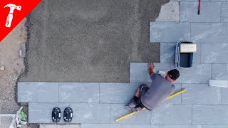 Terrasse bauen Keramikplatten in Mörtel verlegen [upl. by Esile]