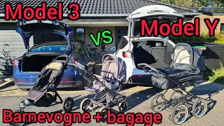 Tesla Model 3 og Model Y  Barnevogn  bagagetest [upl. by Atikahs531]