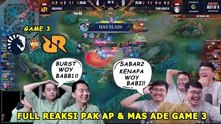 FULL REAKSI PAK AP MAS ADE SETIAWAN LIAT RRQ VS TLID GAME 3 REACTION STREAMER RRQ HOSHI TEAM LIQUID [upl. by Ahsenav]