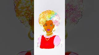 DIY glitter 4 colors girl Afro hairstyle easy kids art kids afro hairstyle colors [upl. by Rida563]