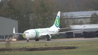 Transavia B737700 at Enschede Twente Airport [upl. by Refynnej526]