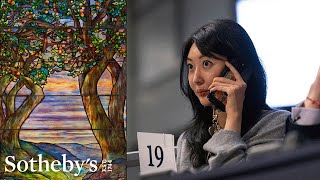 125 Million Tiffany Studios Glass Window Shatters Auction Record at Sothebys [upl. by Vere760]