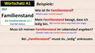 Wortschatz A1 Familienstand [upl. by Robinett]