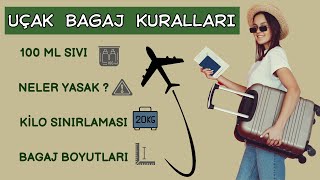 UÇAK BAGAJ KURALLARI  Yurt Dışı Kabin Boy Valiz Şartları  Dikkat Edilmesi Gerekenler 100ml şartı [upl. by Rafaello759]