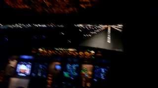 IBERIA A330300 night cockpit takeoff from Miami to Madrid in Christmas 2013 [upl. by Atik]