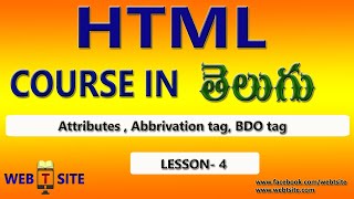 HTML ATTRIBUTES  ABBREVIATION TAG AND BDO TAG IN TELUGU [upl. by Helm]