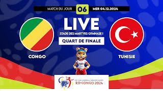 JOUR 6 QUART DE FINALE  🇨🇬 CONGO vs 🇹🇳 TUNISIE  CAN HANDBALL SENIORS DAMES KINSHASA 2024 [upl. by Aihsekyw374]