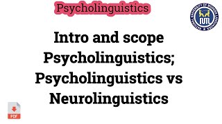 Psycholinguistics  Difference between Psycholinguistics and Neurolinguistics [upl. by Ennyrb]