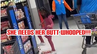 Moment child trashes Walmart as customers argue about what to do [upl. by Ennahgiel]