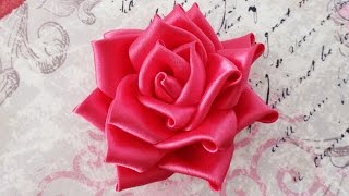 DIY Satin ribbon rose satin ribbon flower tutorialhow tokanzashi [upl. by Ediva]