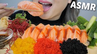 SPICY Atlantic Salmon Sashimi with Yuzu Red Squid Ink Tobiko Eggs NO TALKING ASMR Food Sounds NE [upl. by Anirda]