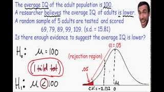 Hypothesis Testing  one tailed t disribution [upl. by Adnolay405]