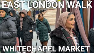 🇬🇧 East London Walking Tour Wandering through Whitechapel Market Multicultural London Suburb 4k [upl. by Ulrikaumeko734]