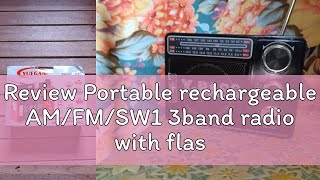 Review Portable rechargeable AMFMSW1 3band radio with flash light USBTF MP3 player [upl. by Lipcombe]