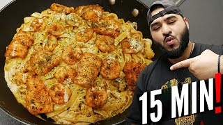 CREAMY SHRIMP amp SALMON PASTA  ONLY 15 MINUTES [upl. by Onaicilef133]